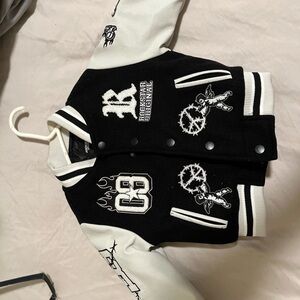 Rockstar Original Kids Black and White Varsity Jacket